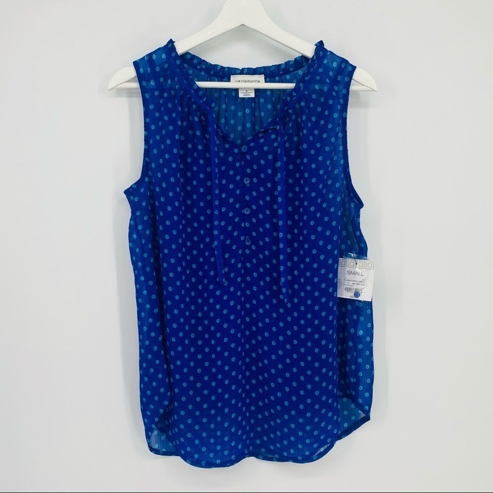 NWT Liz Claiborne Slvless Ruffle Henley sz Small - Picture 7 of 8